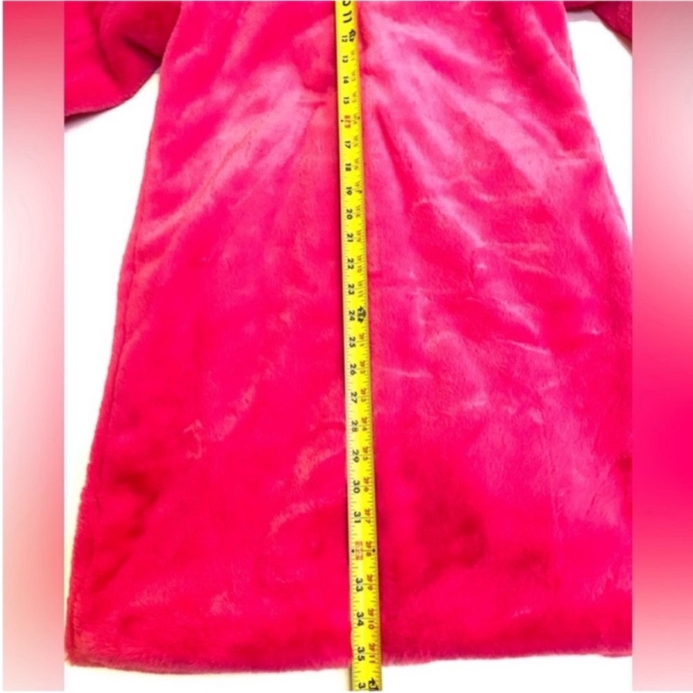 Gigi's Closette Coat Foux Fur Hot Pink Teddy Midi Coat Jacket New size Small - Picture 10 of 13